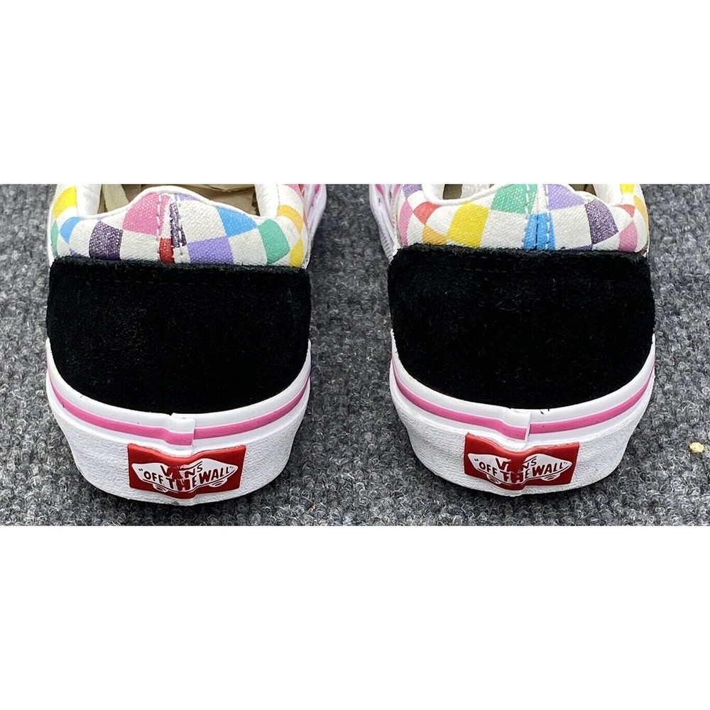 Vans Old Skool Checkerboard Kids Size 2 Skate Shoes Rainbow Low Top Lace Up - Picture 7 of 9